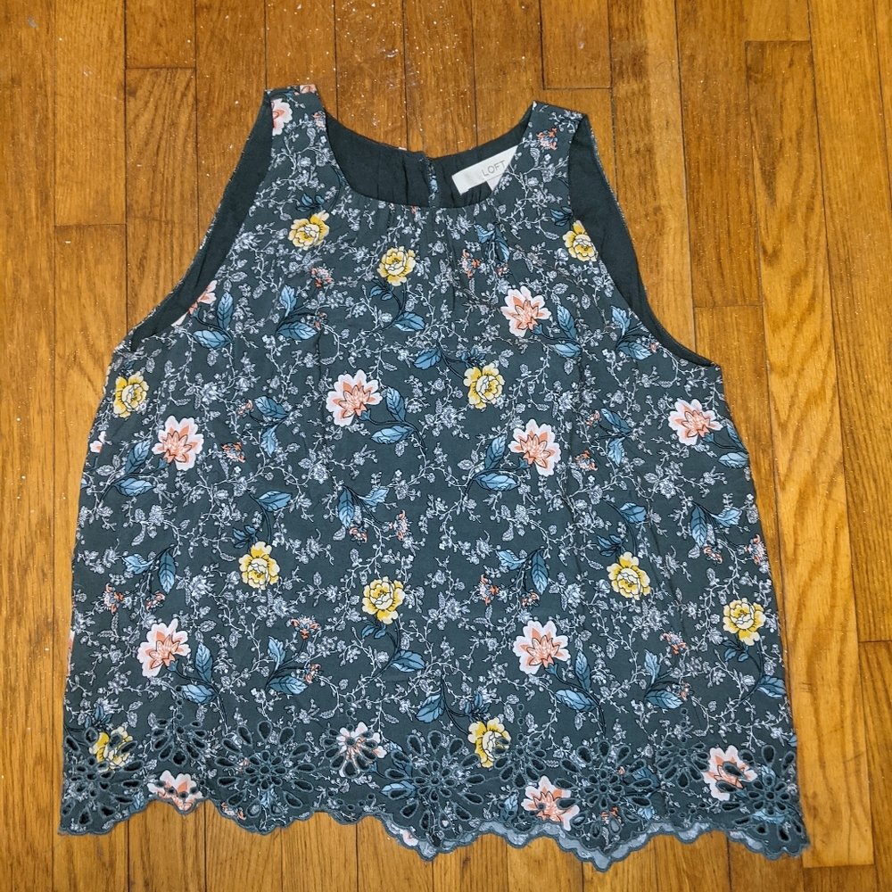 Loft Women's Blouse, Medium, Green Floral